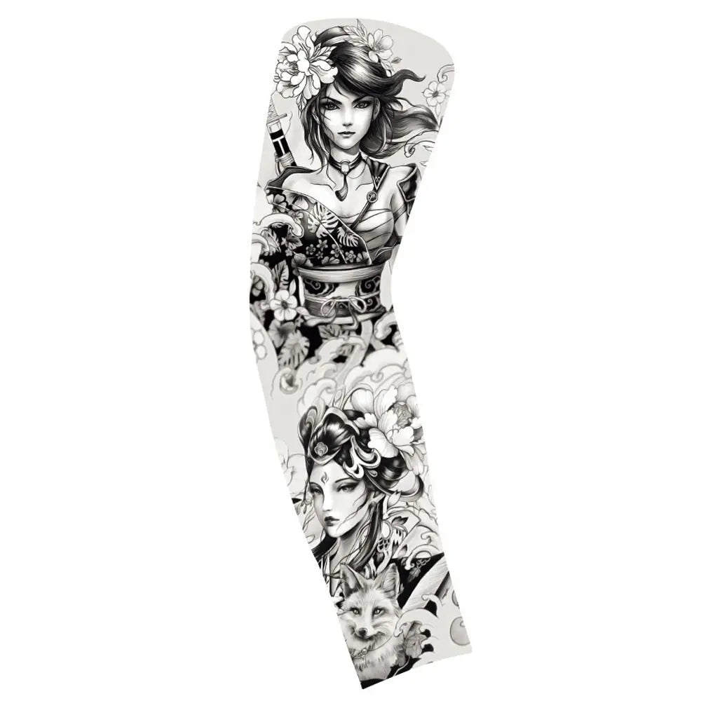 Flower Arm Pattern Flower Arm Tattoo Sleeve Breathable Thin Men Sunscreen Sleeve UV Protection Long-sleeved Ice Silk Arm Sleeve Qme style 21