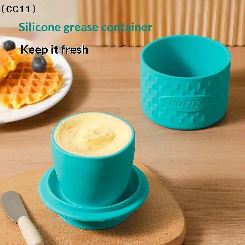 Silicone Butter Cheese Storage Crock Sealed Dustproof Covered Dish Qme