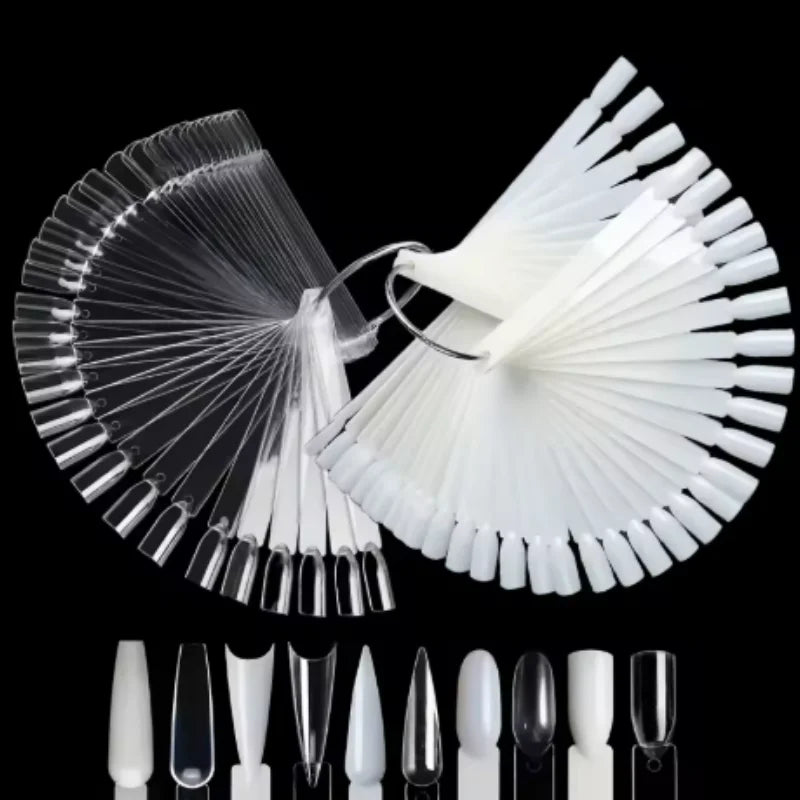 Nail Tips Display Clear Nature Color False Nail Tips For Gel Nail Polish Practice Board Tool Fan Shaped Palette Qme