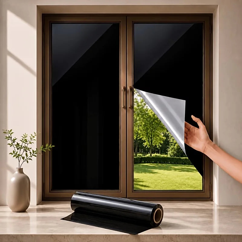 One-Way Window Film With Heat Insulation Sun Protection And Privacy Protection Functions Suitable For Living Room And Kitchen. Qme 40cmX3m heibutou