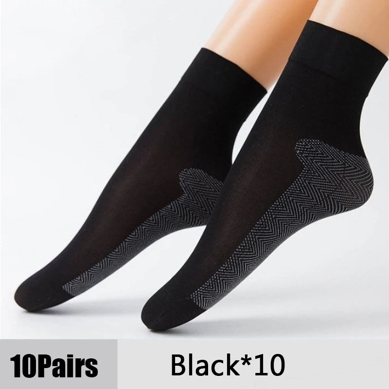 1 10 Pairs Women Socks Soft Woman Summer Ultrathin Breathable Sock Qme Black-10Pairs One Size