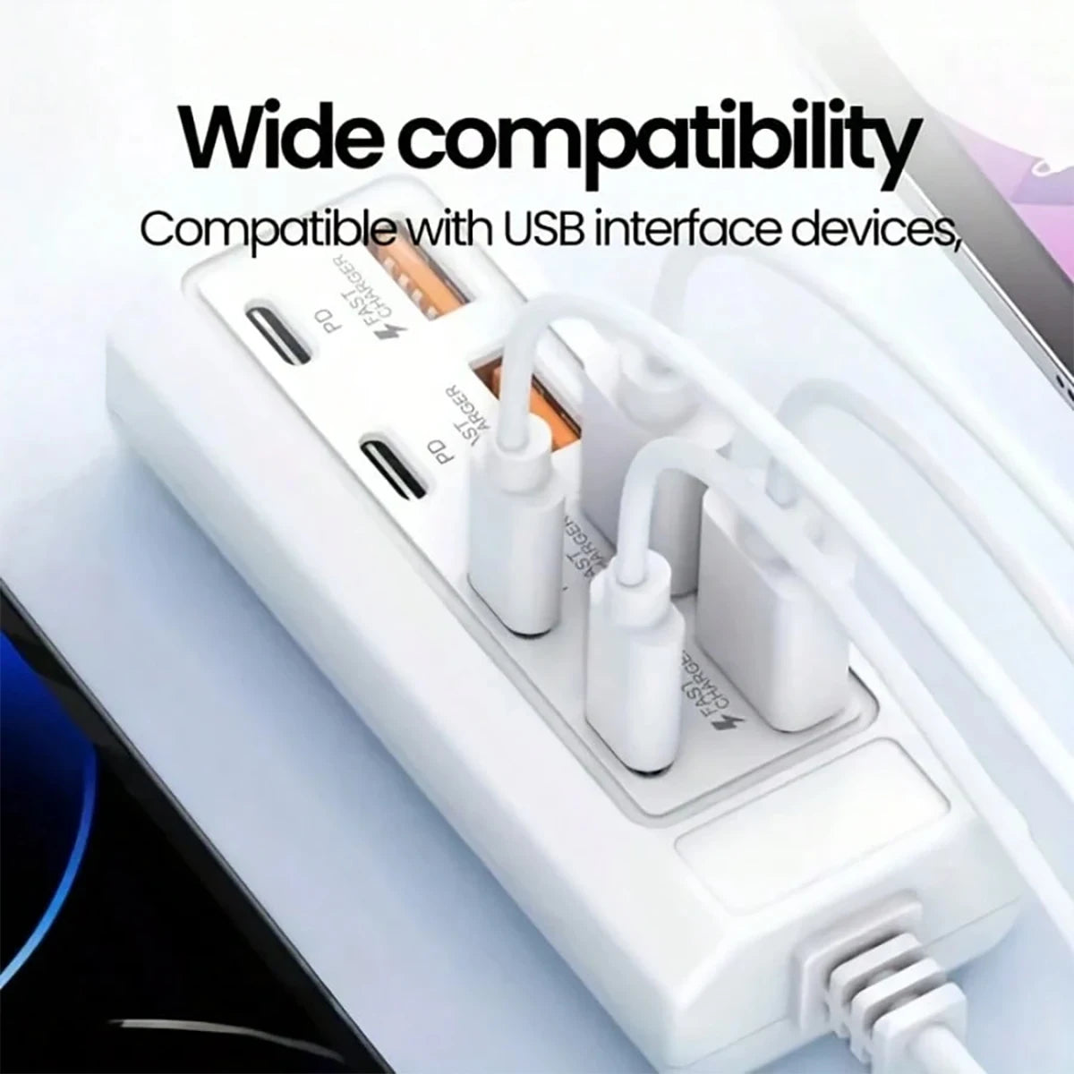 8-Terminal Station Fast Charging USB Hub Equipped 4 PD Ports 25W Qme