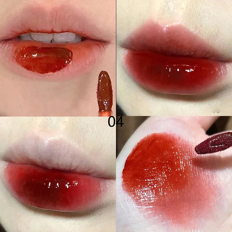 1PC Mirror Water Lip Gloss Cherry Pink Transparent Waterproof Long Lasting Moisturizing Nude Clear Tint Glass Lips Oil Makeup Qme 04