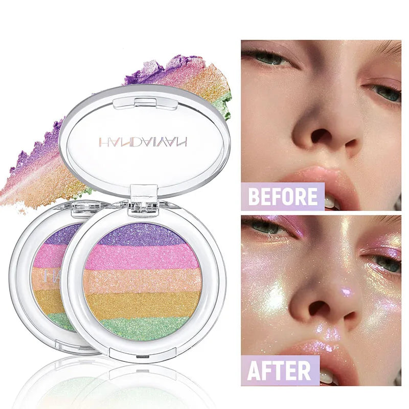 Colorful Highlighter Eyeshadow Palette Chameleon Pearl Texture Face Qme