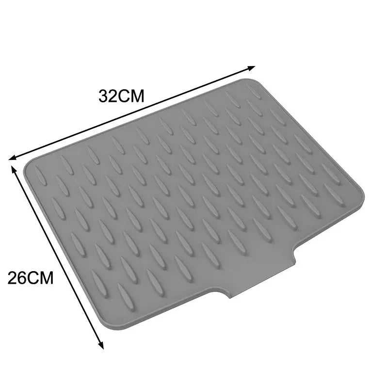 Silicone Dish Drying Mat Tilted Design Efficient Water Drainage Qme 1pcs grey M