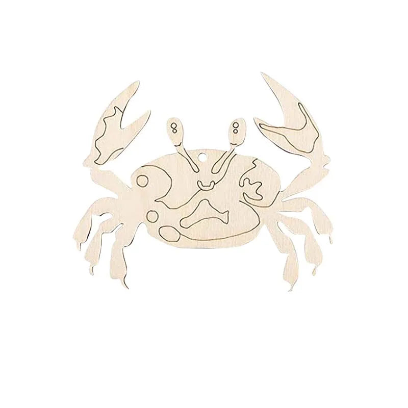 5Pcs Blank Marine Animal Wooden Crafts Painting Graffiti Material Art Coloring Pendant For Children Handmade Decor DIY Material Qme 6