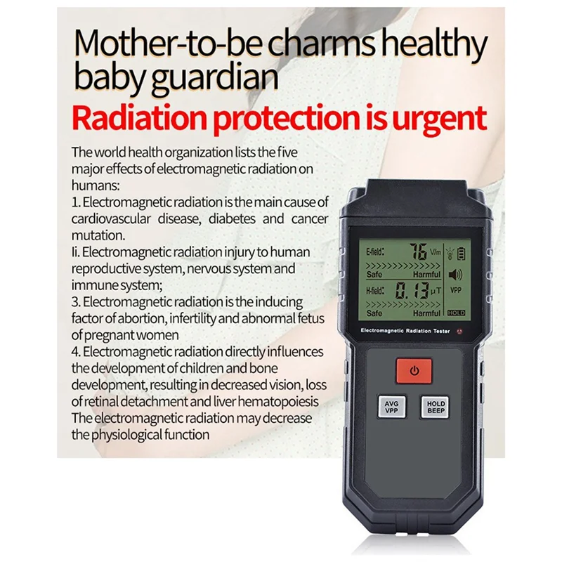 A02F-ET825 Electromagnetic Radiation Detector For Detecting Radiation Electric Appliance Radiation Survey Meter With Battery Qme