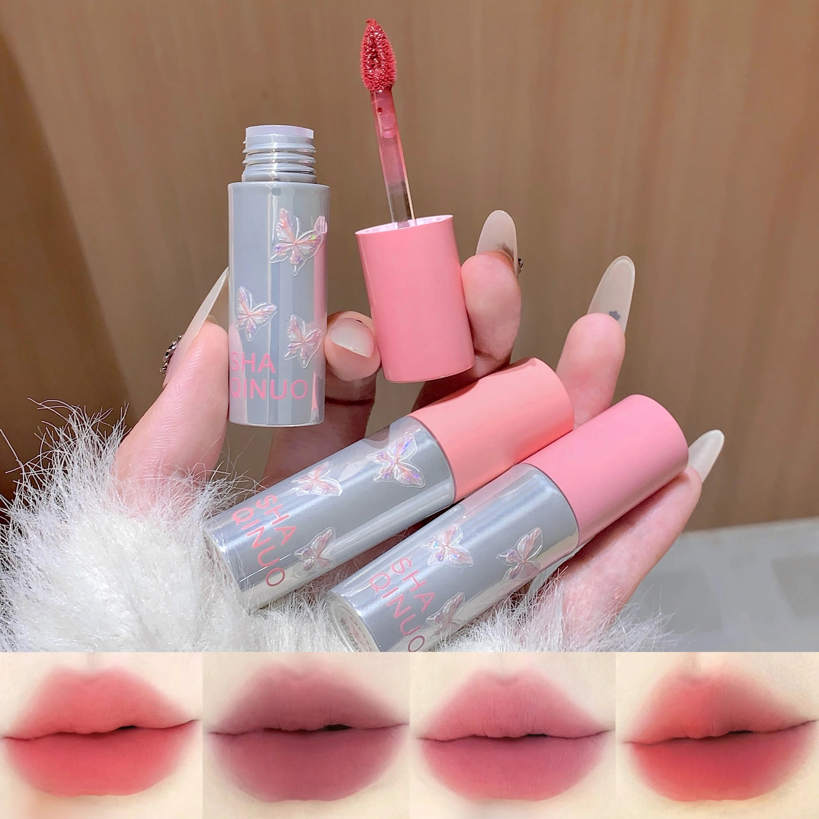 SHAQINUO Lip Mud Glaze Matte Velvet Brightening Clay Long-lasting Qme