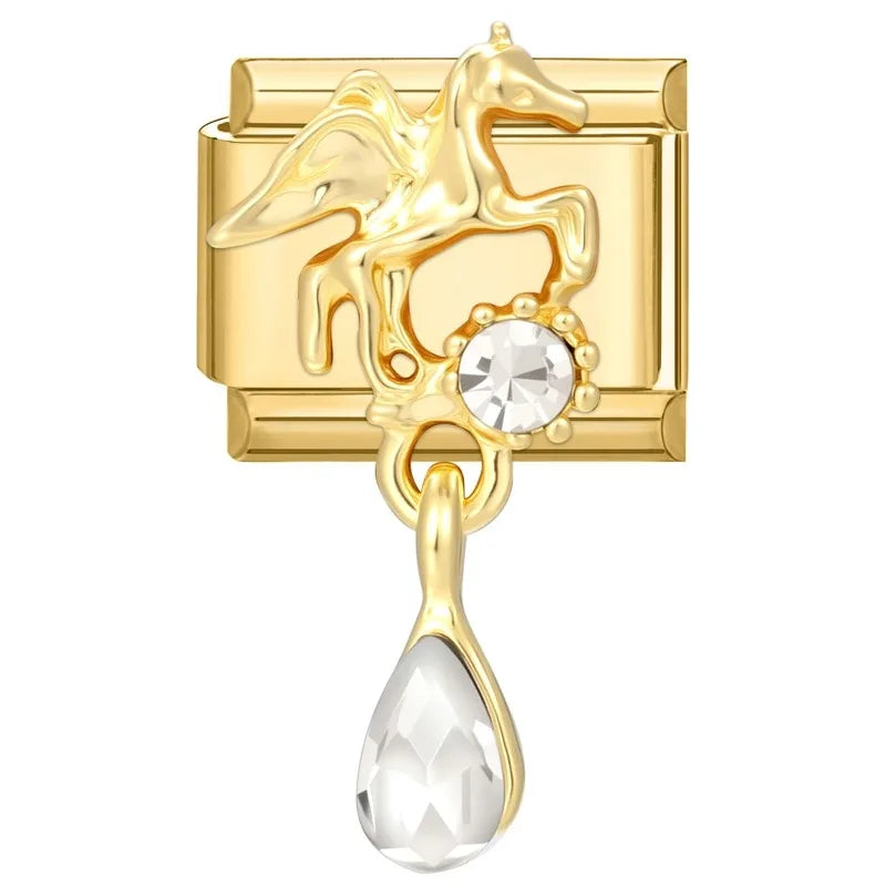 2026 Exquisite Bowknot Micro Inlaid Colored Zircon Pearl Italian Charm Link 9mm Stainless Steel Modular Bracelet Jewelry Gifts Qme Style 41