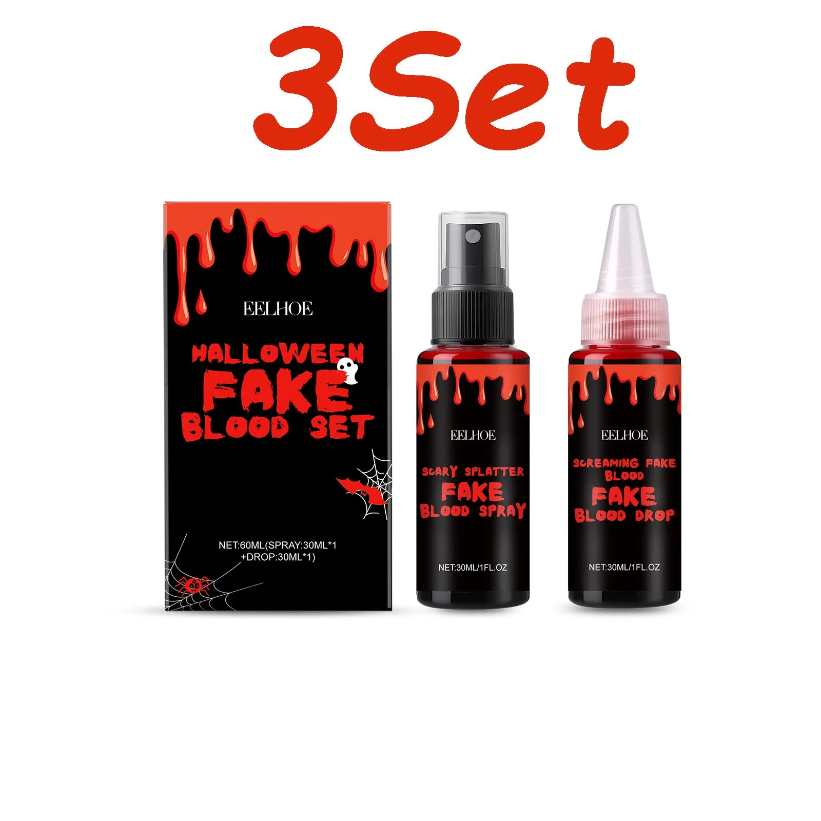 Halloween Fake Blood Set Realistic Fake Blood Styling Set for Festive Scary Party Supplies Realistic Special Effects Makeup Set Qme 3 Sets