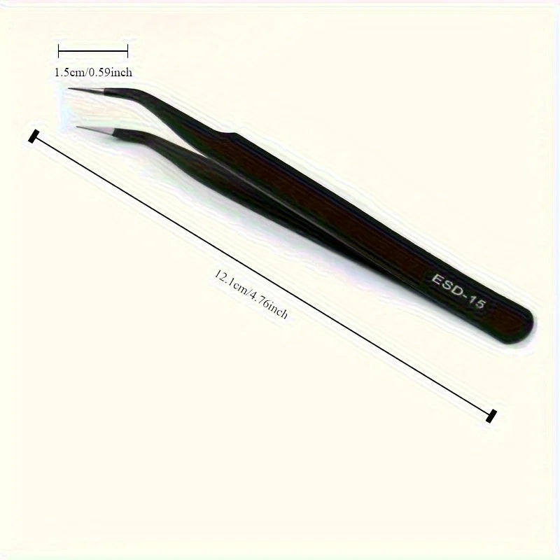 Precision Tweezers Set, Advanced Anti-Static Stainless Steel Tweezers, ESD Curved Tweezers, Suitable for Electronic Products Qme
