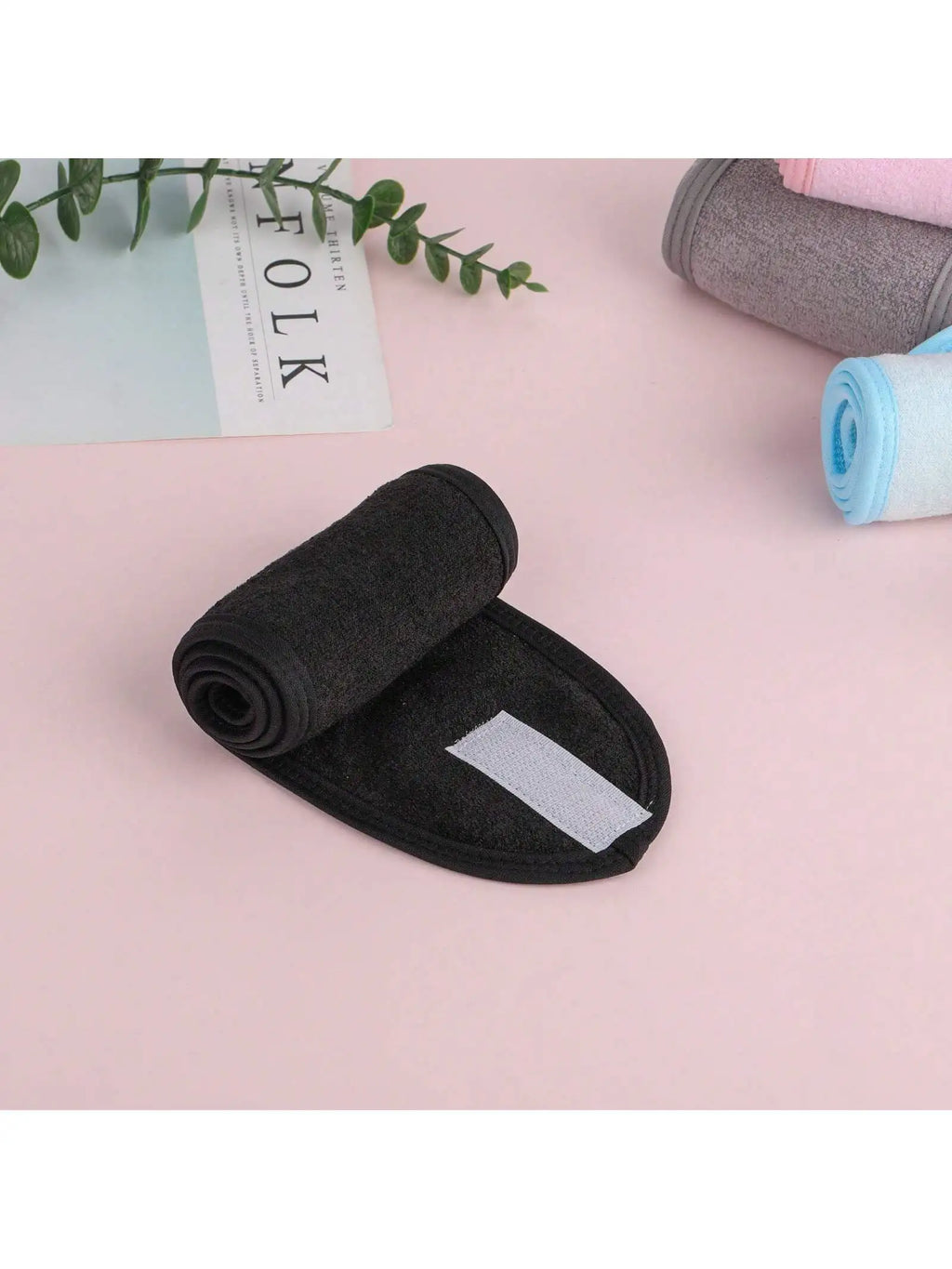 Adjustable Women's Spa Facial Headband Shower Makeup Hair Tie Qme black