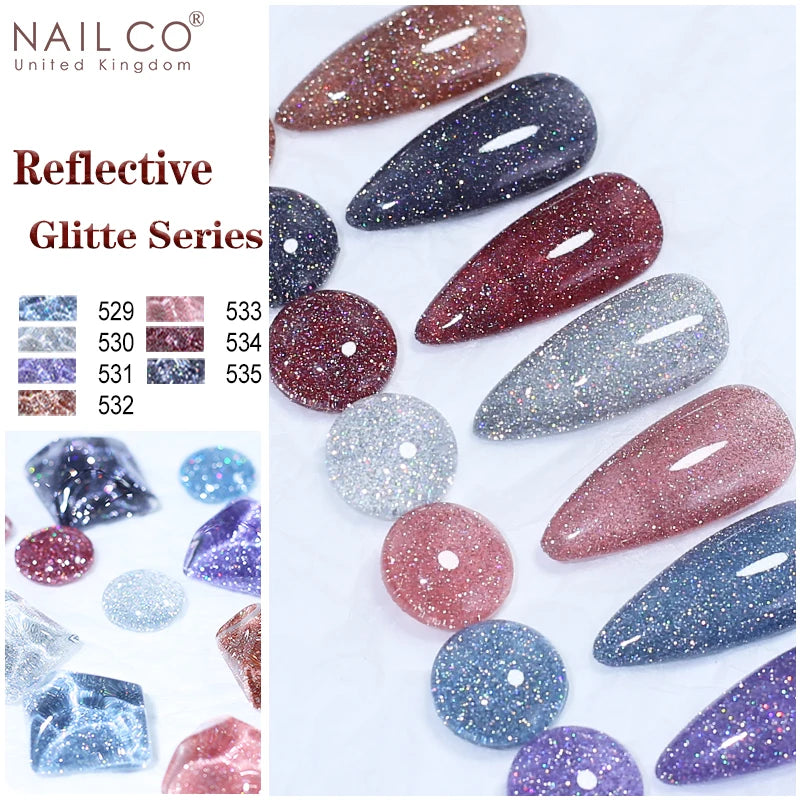 NAILCO Glitter Reflective Series Gel Nail Polish Nails Art Semi Qme