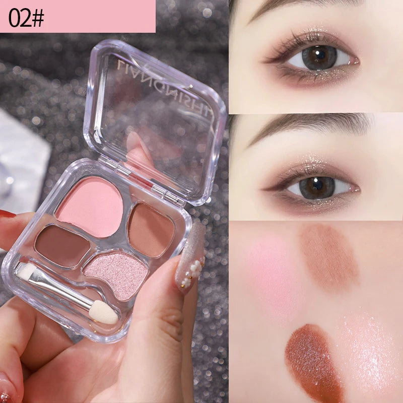 4-color Eye Shadow Plate Waterproof Sweat Proof Energetic Glitter Qme 02