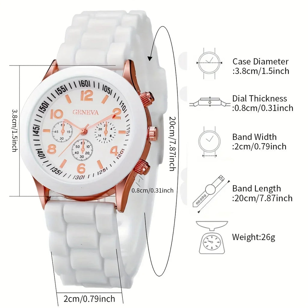 Ladies Silicone Strap Wristwatches with Three Dials and Quartz Movement - Set of 3 (Boxes Not Included) Qme