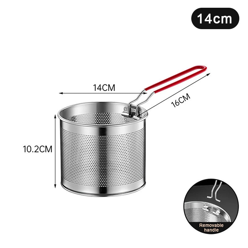 Stainless Steel Fried Mesh Kitchen Fry Basket Cooking Pan Oil Qme 14cm