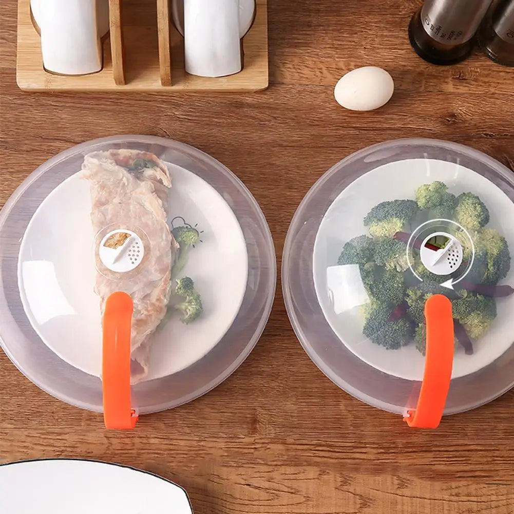 Microwave Splash Cover Thickened Transparent Splash-proof Cover with Handle BPA-free Plate Food Cover With Handle Anti-splatter Qme