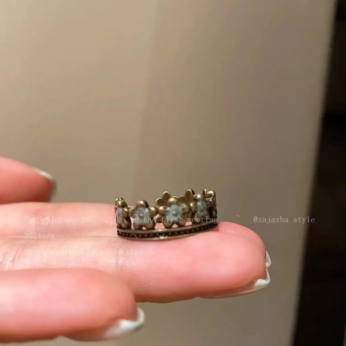 Vintage Green Style Color Butterfly Flower Opening Ring for Women Men Punk Hip Hop Metal Adjustable Finger Rings Jewelry Gift Qme