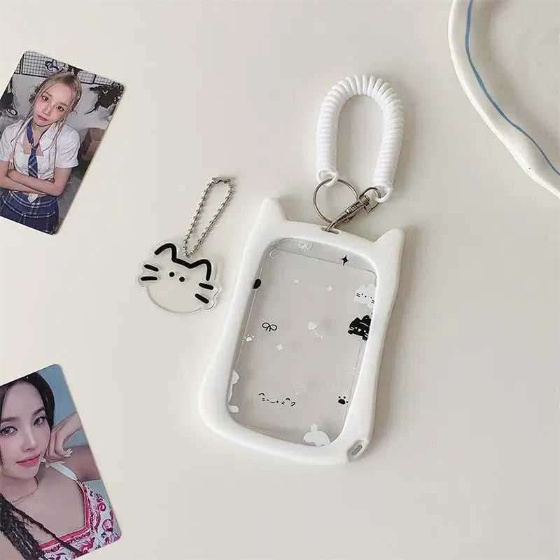 Cute Cat Photocard Holder Elastic Rope Card Idol Photo Storage Qme A2