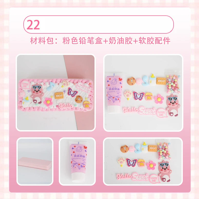 Hello Kitty DIY Pencil Case Student Craft Cream Glue Creative Qme 21