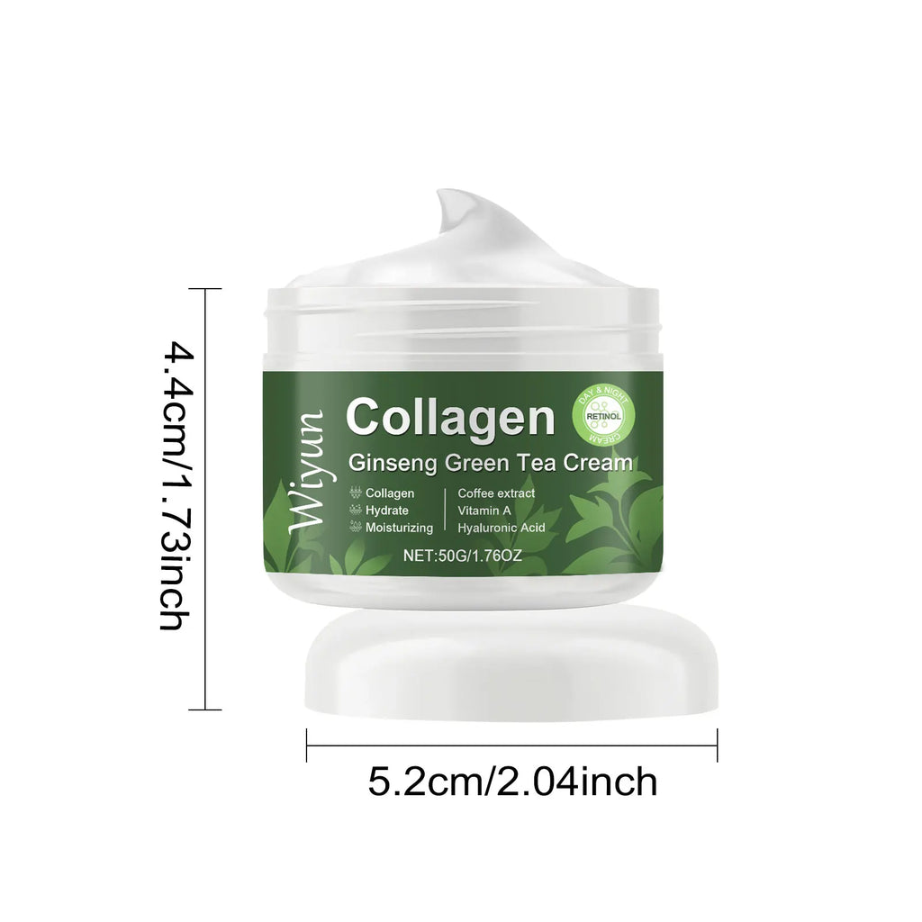 Collagen Ginseng Green Tea Cream Anti-Aging Face Cream Firming Brightening Deep Moisturizing Revitalizing Nourishing Skin Care Qme 50g Boxed