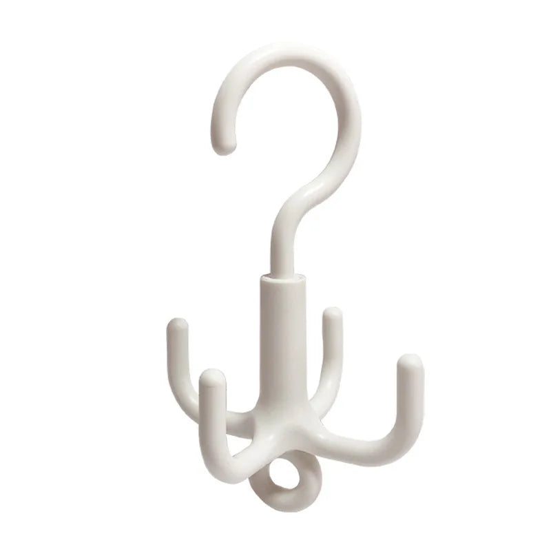 1/2/3Pcs Multifunctional Rotating Clothes Hook Punch Free 4-Claw 360° Rotating Scarf Hanging Storage Hooks for Wardrobe Storage Qme White