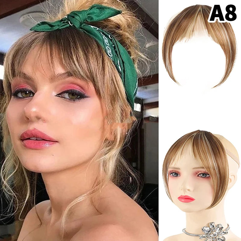 Natural Hair Wig Bangs Synthetic Fluffy Extensions Clip-on Hairpieces Qme A8
