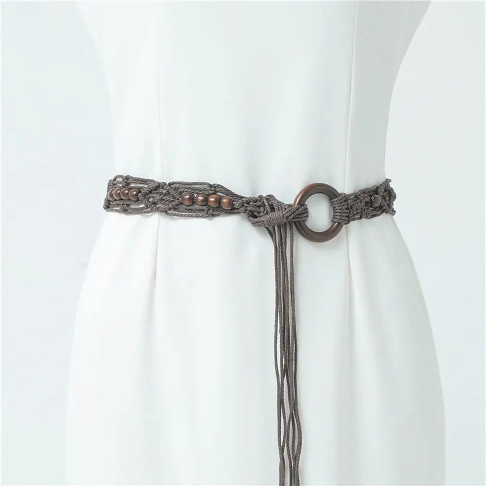 Belts Retro Beads Wax Rope Beach All-match Waist Ethnic Braided Belt Qme