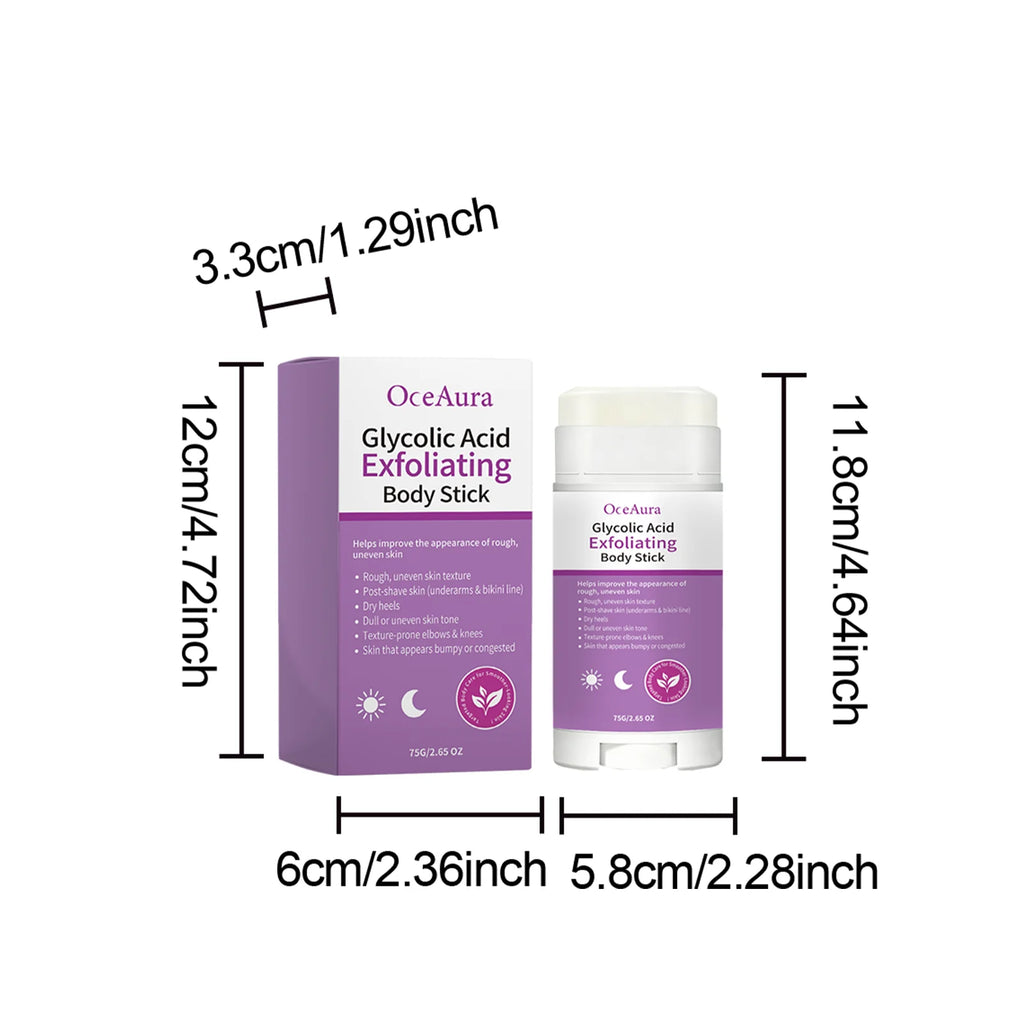 Exfoliating Body Stick Smoothing AHA BHA Shea Butter Moisturizing Skin Softening Body Exfoliator for Dry Skin Dead Skin Remover Qme