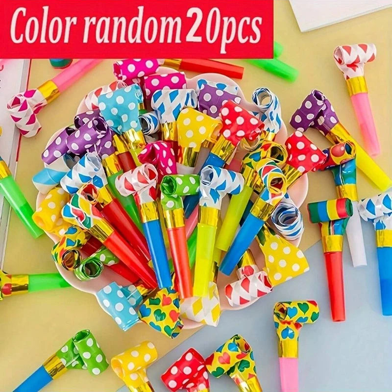 20/100pcs Cartoon Party Whistles,Party Atmosphere Noise Makers,Plastic Whistles Holiday Gifts, Back to School Gifts,Party Favors Qme
