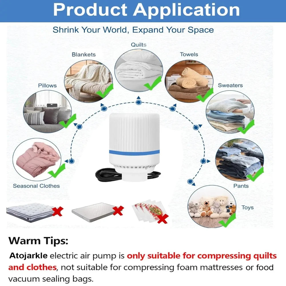 Low Noise Mini Electric Vacuum Air Pump Instant Compression Portable Tool For Household Vacuum Storage Bags Use Qme