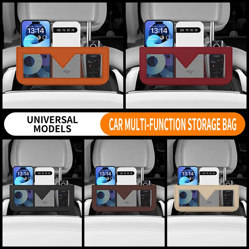 Car Storage Bag Mobile Phone Paste-type Multi-functional Mesh Pocket Qme