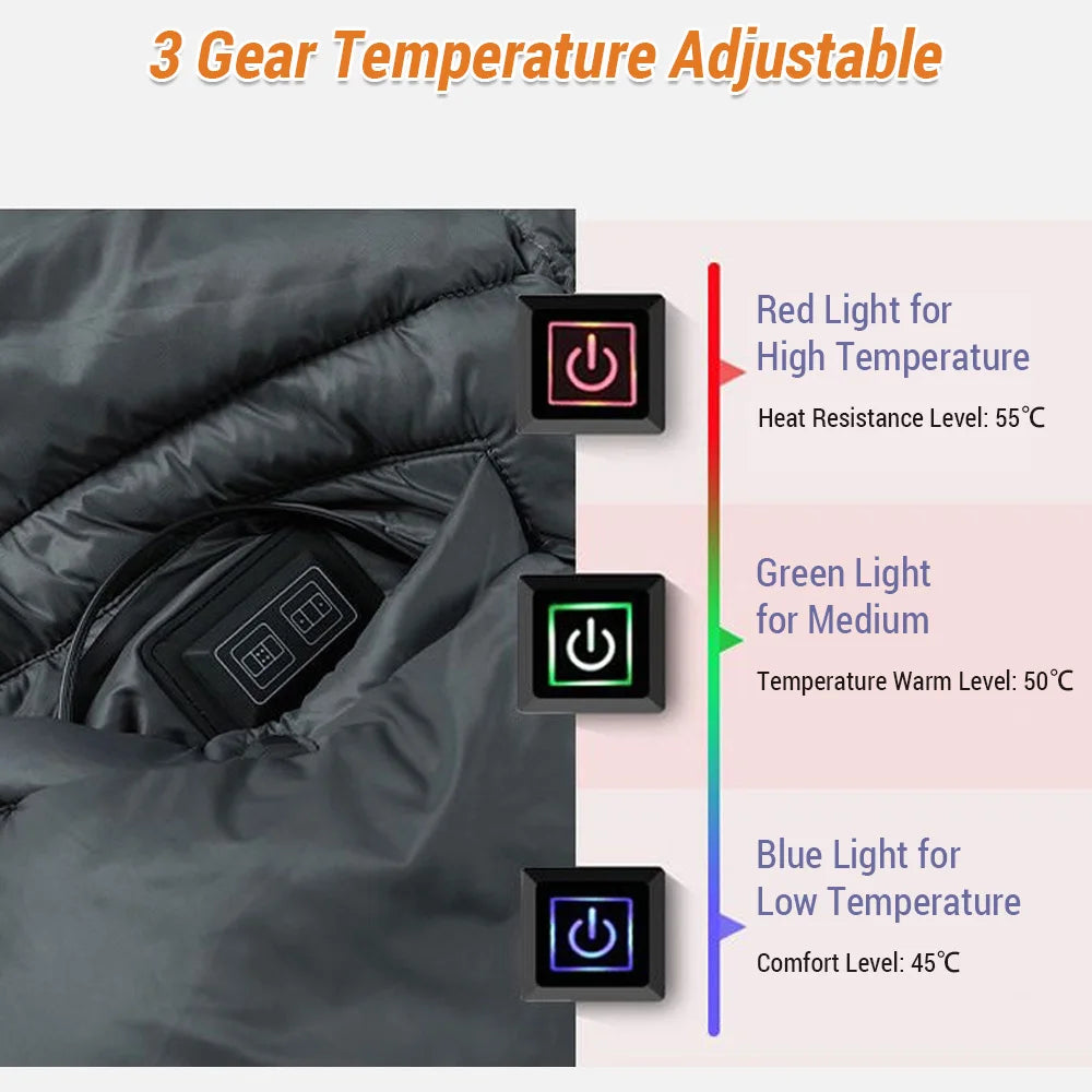 Warmer Blanket USB Electric Blanket Soft Fast Heating Shawl Blanket 3 Levels Heated Vest for Outdoors Camping Qme