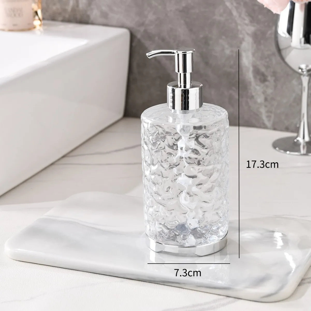 2-Piece Press-type Travel Dispenser Bottle,Foaming Bottle for Bathroom Shampoo Shower Gel Hand Soap,Toiletries Storage Container Qme TWhiteTexture-Circle 2PCS