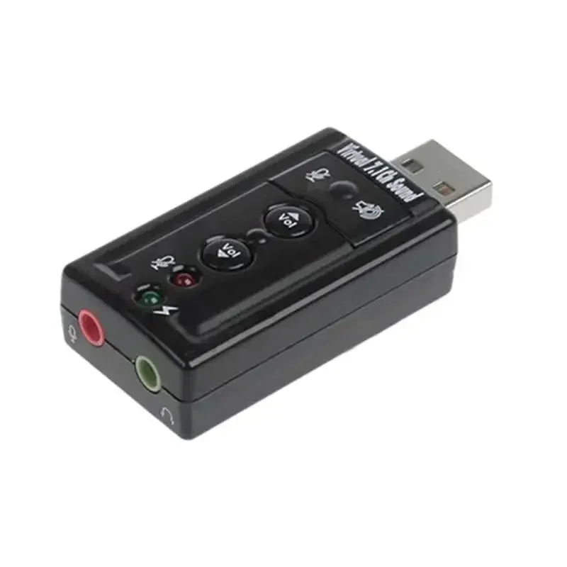 7.1 USB Stereo Audio Adapter External Sound Card for Windows XP/2000/Vista/7 3D USB Audio Adapter for PC and Laptop Qme black