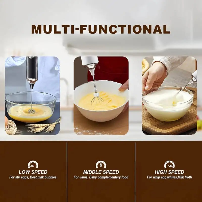 Electric Milk Frother Foamer + Egg Beater Wireless Type-C Charging 3 Speeds Mini Handheld Foam Maker Coffee Whisk Cooking Tools Qme