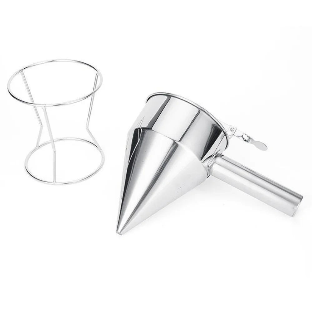 600 Oil Bucket Holder Stainless Steel Funnel Dispenser Cupcake Qme