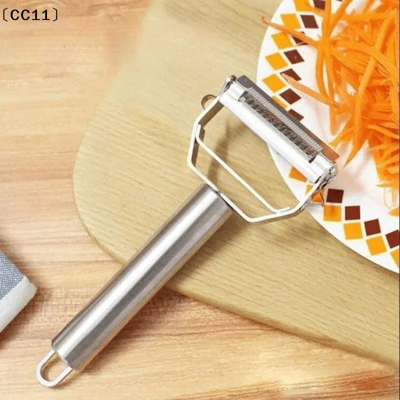2-in-1 Multi-function Stainless Steel Double-head Vegetable Peeler Qme
