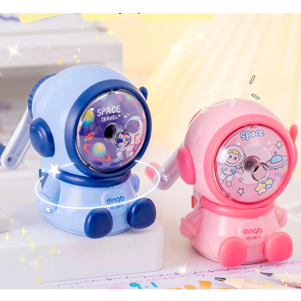 1pc Astronaut Cartoon Pencil Sharpener Students Pencil SharpenerHand Crank Manual Sharpener Cartoon Pencil Cutter For School Qme