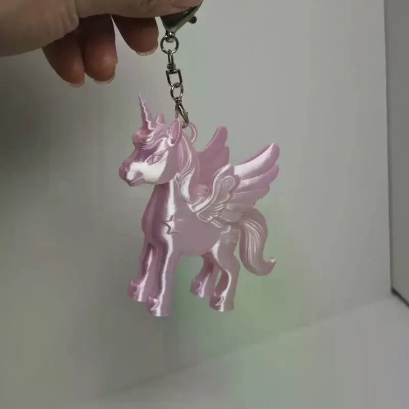 Fashion Pink Pegasus Keychain 3D Printed Cute Bag Charm Heart Clasp Qme