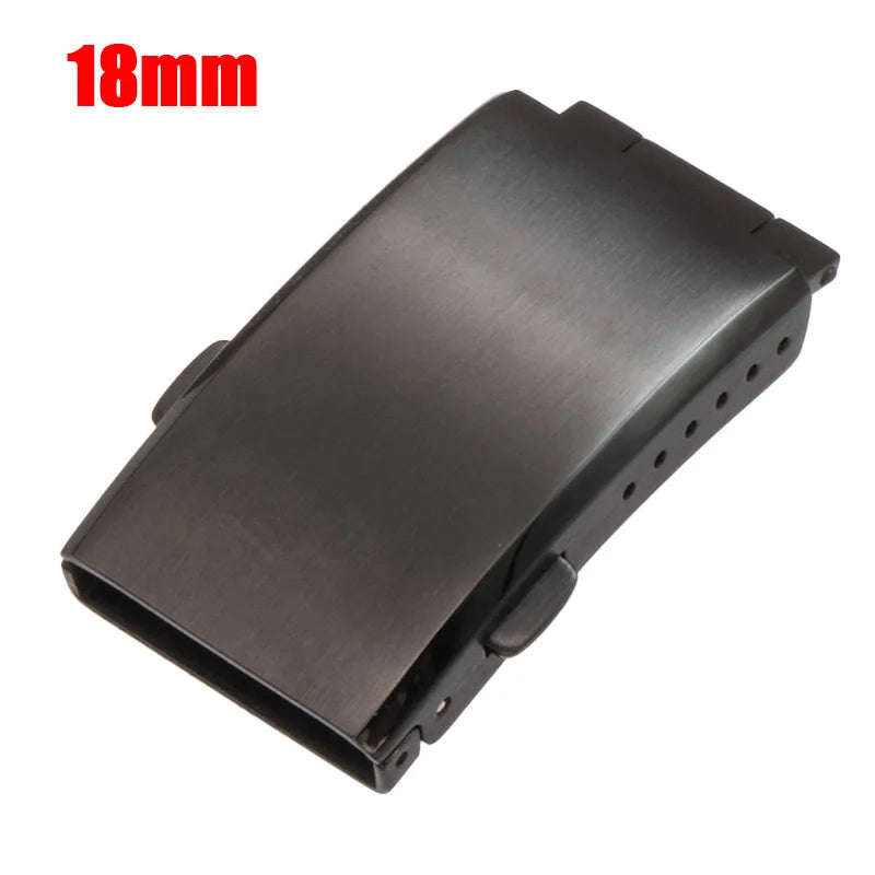 Watch Buckle 18mm 20mm 22mm Silver Folding Safety Milled Clasp Replacement Stainless Steel Deployant Watch Clasp Qme black 18mm