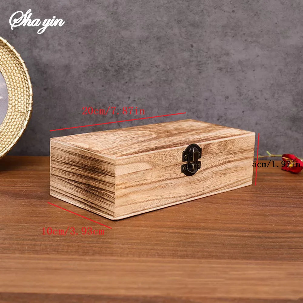 1PC Wooden Gift Box - Rectangular Wooden Box - Colored Storage Box - Wooden Gift Packaging Box Qme