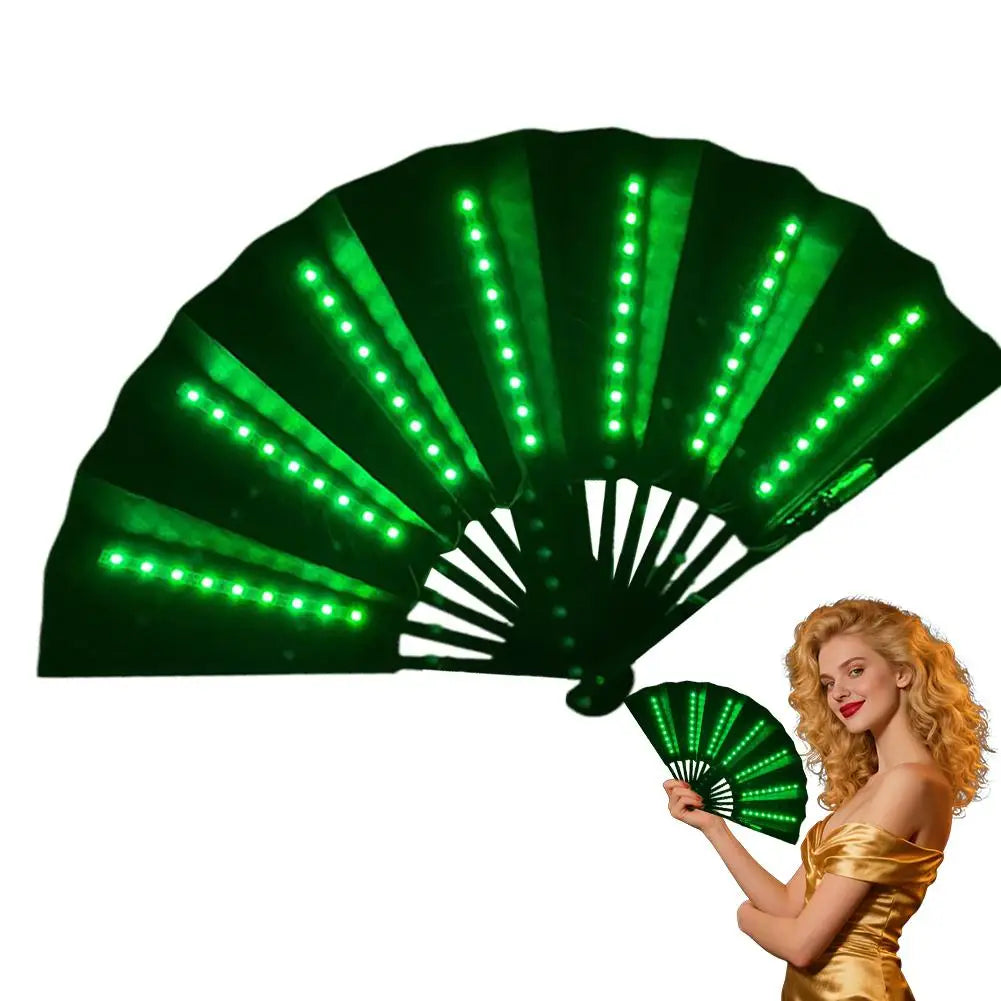 Light Up Folding Fan Line Dancing Women Hand Glowing Stage Qme A