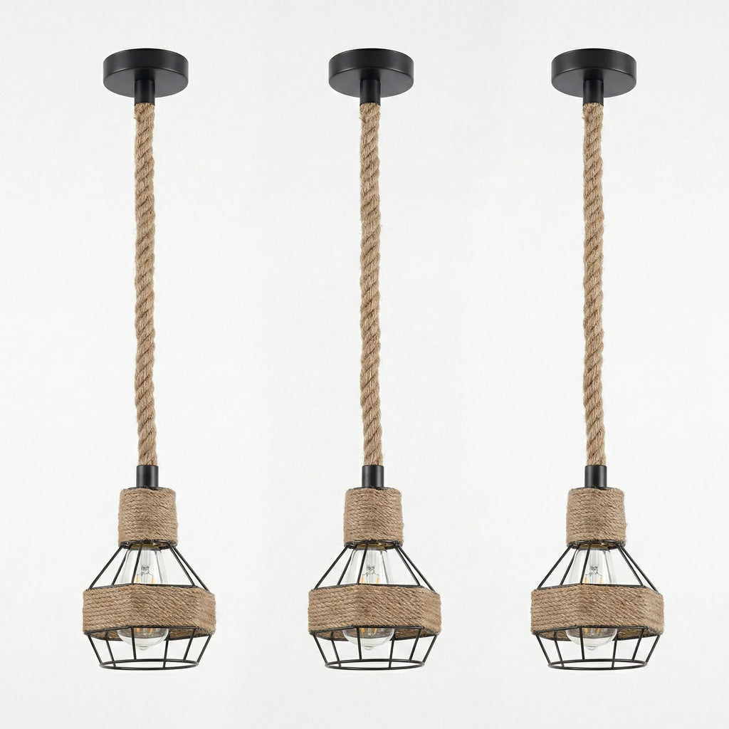 Industry Loft Chandelier Vintage Hemp Rope Pendant Lamp Aisle Bar Dining Room Hanging Lamp Restaurant Cafe Light Droplight Qme