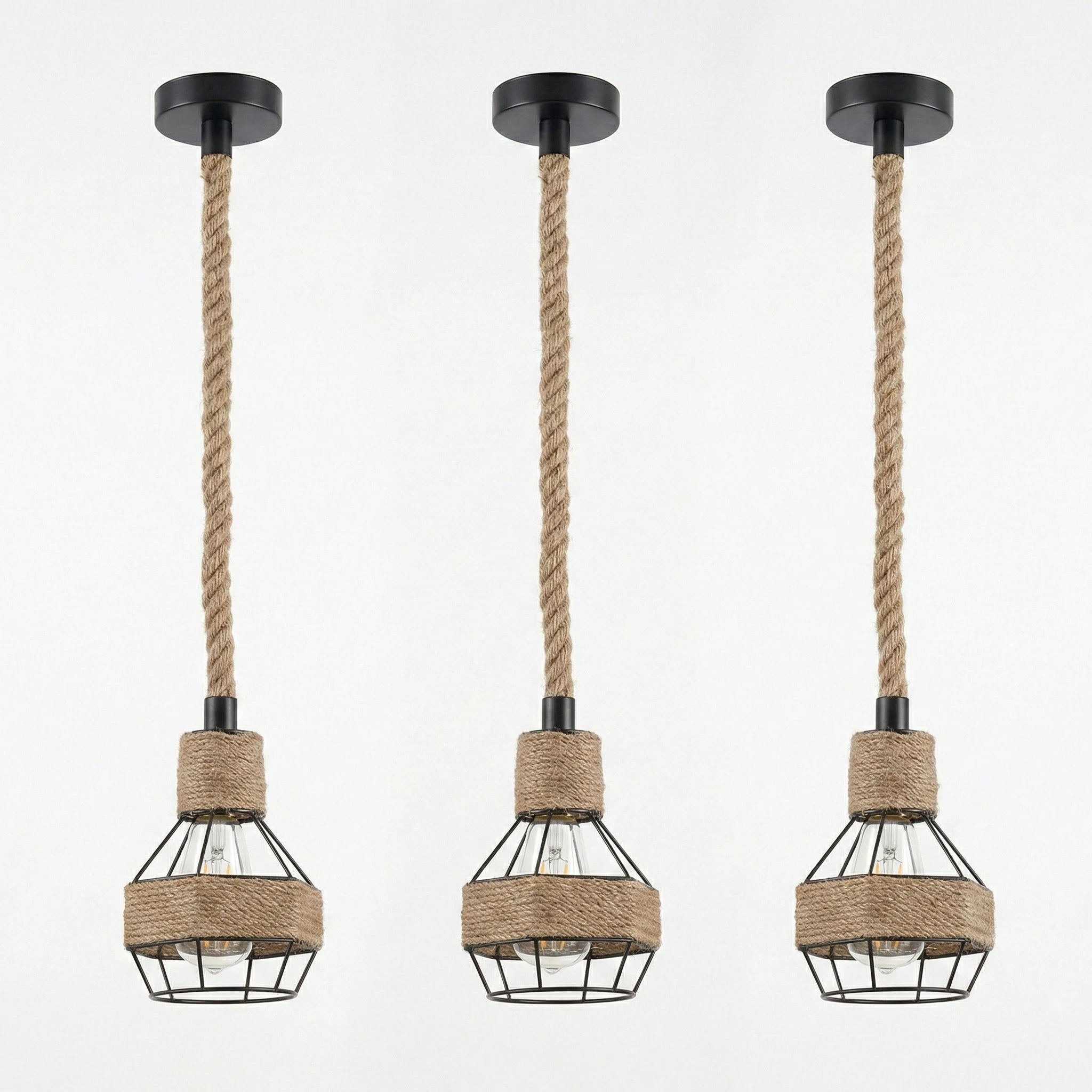 Industry Loft Chandelier Vintage Hemp Rope Pendant Lamp Aisle Bar Dining Room Hanging Lamp Restaurant Cafe Light Droplight Qme