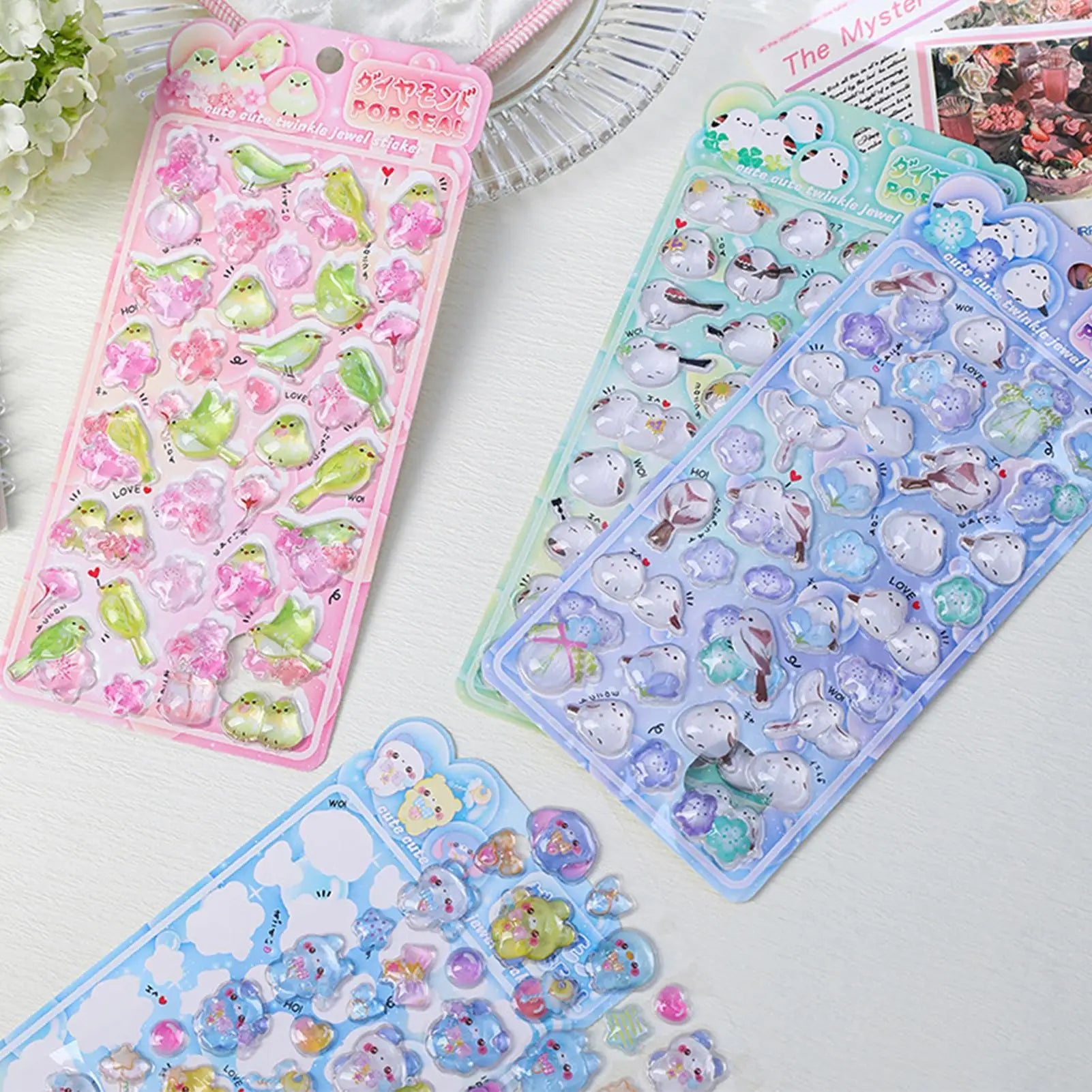 1pc random 3D Relief Stickers Cute Titmouse Animal Decals 3D Bubble Foam Sticker For Notebook Planner Journal Laptop Phone Case Qme