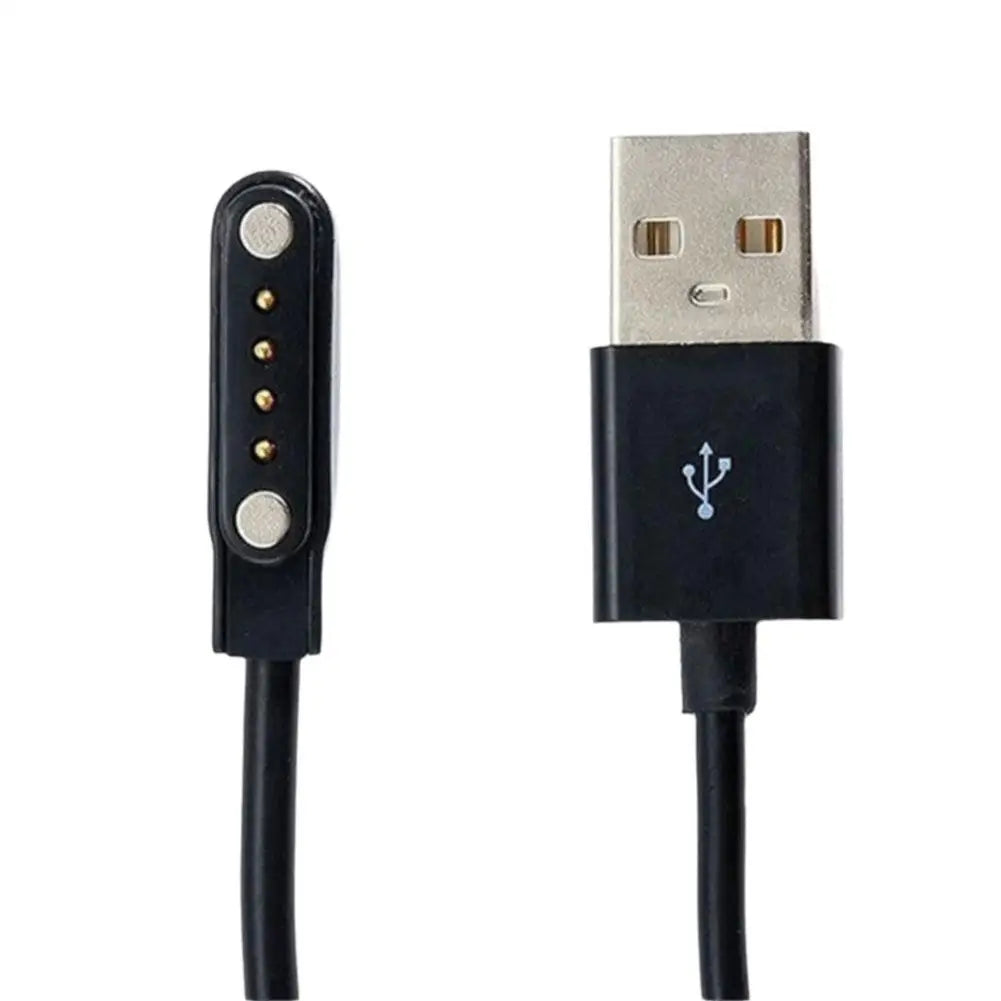 New Smart Watch Charging Cable 4 Pin Magnetic Charger Universal Smart Bracelet Sports Watch 4 Pin Charging Cable 7.62 Pitch Qme Black