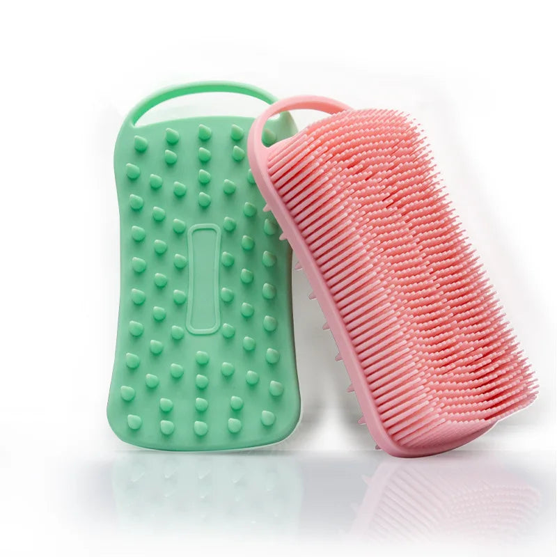Double Sided Silicone Shower Brush 2 In 1 Exfoliating Body Brush Multi-Function Skin Cleaning Silicone Bath Brush Massage Brush Qme