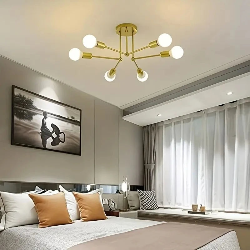 Modern Led Spider Ceiling Lighting Industrial Iron Black/Golden Nordic Minimalist Home Decoration Living Room Dining Room Ceilin Qme