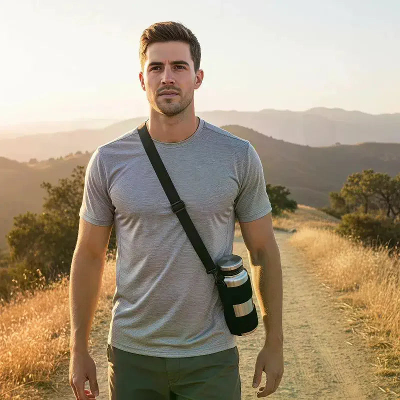 1Pcs Universal Durable Water Bottle Carrier Sling Adjustable Shoulder Strap For 18to32oz Wide Mouth Bottles Qme